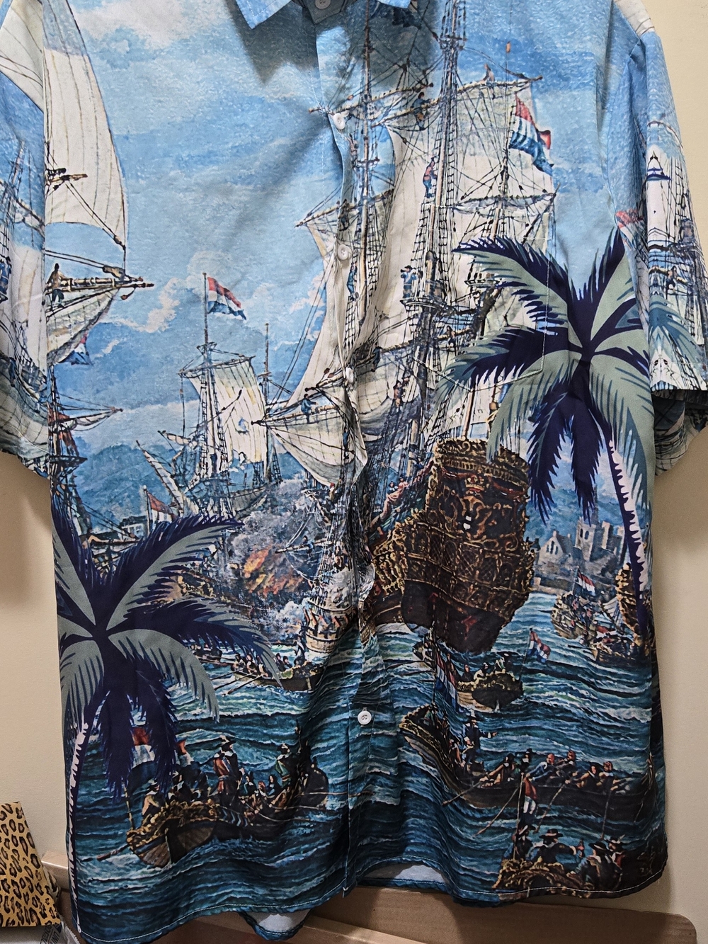 Blue Nautical Print Short-Sleeve Shirt
